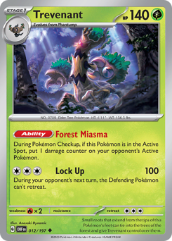 Trevenant, Obsidian Flames #12, Pokémon TCG card