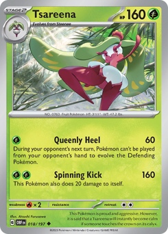 Tsareena, Obsidian Flames #18, Pokémon TCG card