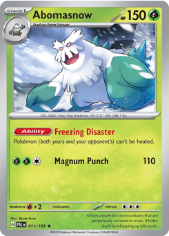 Abomasnow, Paldea Evolved #11, Pokémon TCG card