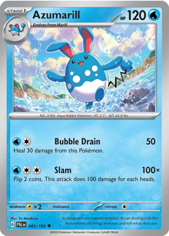 Azumarill, Paldea Evolved #45, Pokémon TCG card
