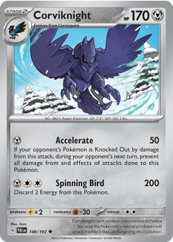 Corviknight, Paldea Evolved #148, Pokémon TCG card