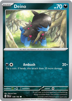 Deino, Paldea Evolved #138, Pokémon TCG card