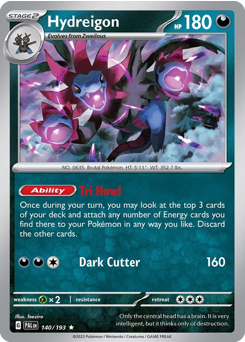 Hydreigon, Paldea Evolved #140, Pokémon TCG card