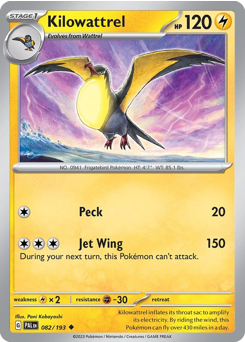 Kilowattrel, Paldea Evolved #82, Pokémon TCG card
