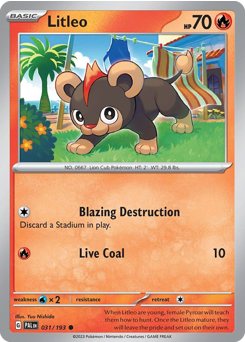 Litleo, Paldea Evolved #31, Pokémon TCG card