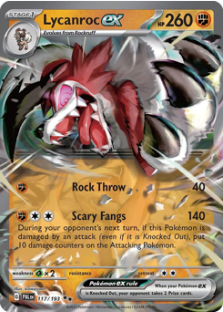 Lycanroc ex, Paldea Evolved #117, Pokémon TCG card