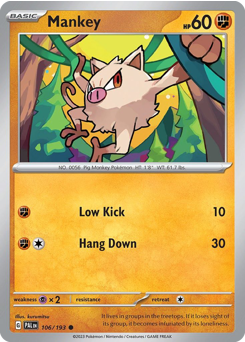 Mankey, Paldea Evolved #106, Pokémon TCG card
