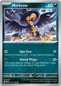 Murkrow, Paldea Evolved #131, Pokémon TCG card