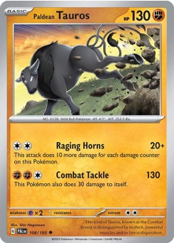 Paldean Tauros, Paldea Evolved #108, Pokémon TCG card