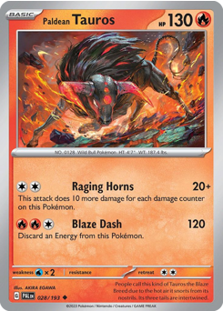 Paldean Tauros, Paldea Evolved #28, Pokémon TCG card