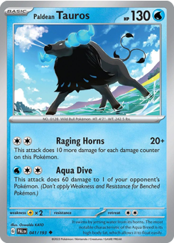 Paldean Tauros, Paldea Evolved #41, Pokémon TCG card
