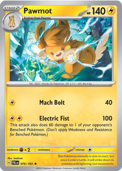 Pawmot, Paldea Evolved #76, Pokémon TCG card