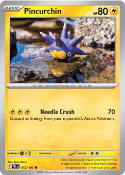 Pincurchin, Paldea Evolved #72, Pokémon TCG card