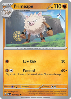Primeape, Paldea Evolved #107, Pokémon TCG card