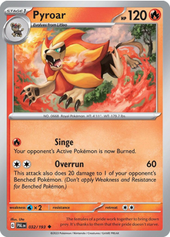 Pyroar, Paldea Evolved #32, Pokémon TCG card