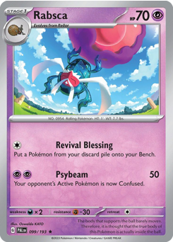 Rabsca, Paldea Evolved #99, Pokémon TCG card