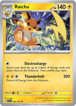 Raichu, Paldea Evolved #64, Pokémon TCG card