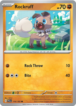 Rockruff, Paldea Evolved #116, Pokémon TCG card
