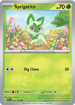 Sprigatito, Paldea Evolved #13, Pokémon TCG card