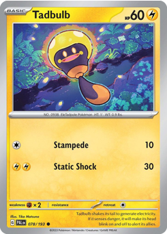 Tadbulb, Paldea Evolved #78, Pokémon TCG card