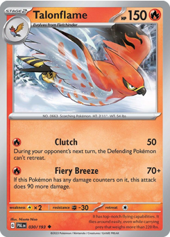 Talonflame, Paldea Evolved #30, Pokémon TCG card