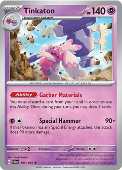Tinkaton, Paldea Evolved #105, Pokémon TCG card