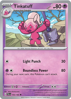 Tinkatuff, Paldea Evolved #103, Pokémon TCG card