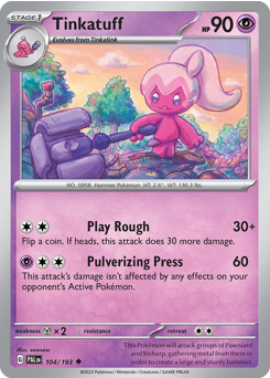 Tinkatuff, Paldea Evolved #104, Pokémon TCG card