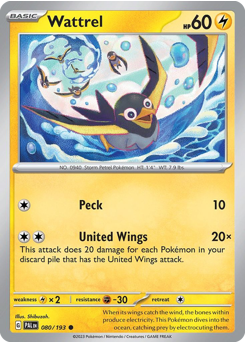 Wattrel, Paldea Evolved #80, Pokémon TCG card