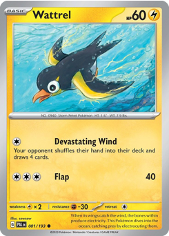 Wattrel, Paldea Evolved #81, Pokémon TCG card