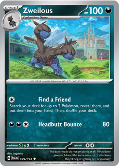 Zweilous, Paldea Evolved #139, Pokémon TCG card