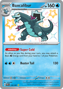 Baxcalibur, Paldean Fates #130, Pokémon TCG card
