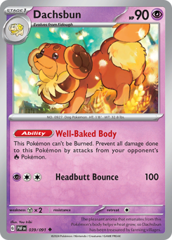 Dachsbun, Paldean Fates #39, Pokémon TCG card