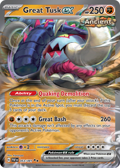 Great Tusk ex, Paldean Fates #53, Pokémon TCG card