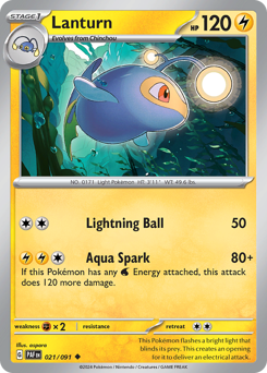 Lanturn, Paldean Fates #21, Pokémon TCG card