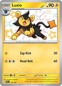 Luxio, Paldean Fates #136, Pokémon TCG card