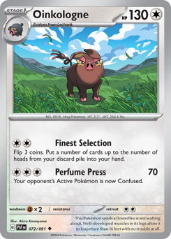 Oinkologne, Paldean Fates #72, Pokémon TCG card