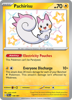 Pachirisu, Paldean Fates #138, Pokémon TCG card