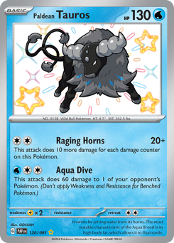 Paldean Tauros, Paldean Fates #120, Pokémon TCG card