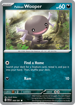 Paldean Wooper, Paldean Fates #58, Pokémon TCG card