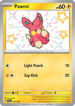 Pawmi, Paldean Fates #142, Pokémon TCG card