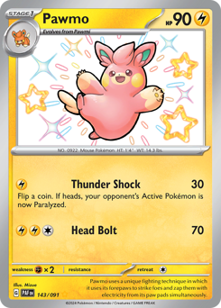 Pawmo, Paldean Fates #143, Pokémon TCG card