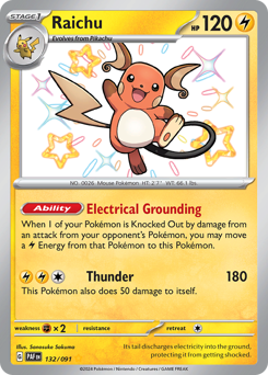 Raichu, Paldean Fates #132, Pokémon TCG card