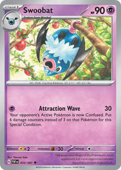 Swoobat, Paldean Fates #33, Pokémon TCG card