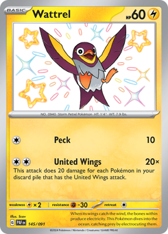 Wattrel, Paldean Fates #145, Pokémon TCG card