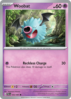 Woobat, Paldean Fates #32, Pokémon TCG card