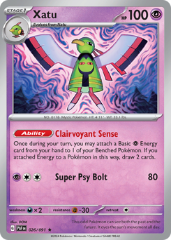 Xatu, Paldean Fates #26, Pokémon TCG card