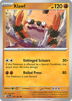 Klawf, Paradox Rift #105, Pokémon TCG card