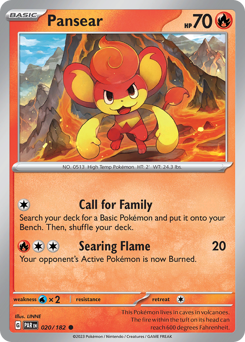 Pansear, Paradox Rift #20, Pokémon TCG card
