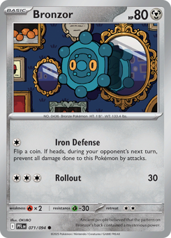 Bronzor, Phantasmal Flames #71, Pokémon TCG card